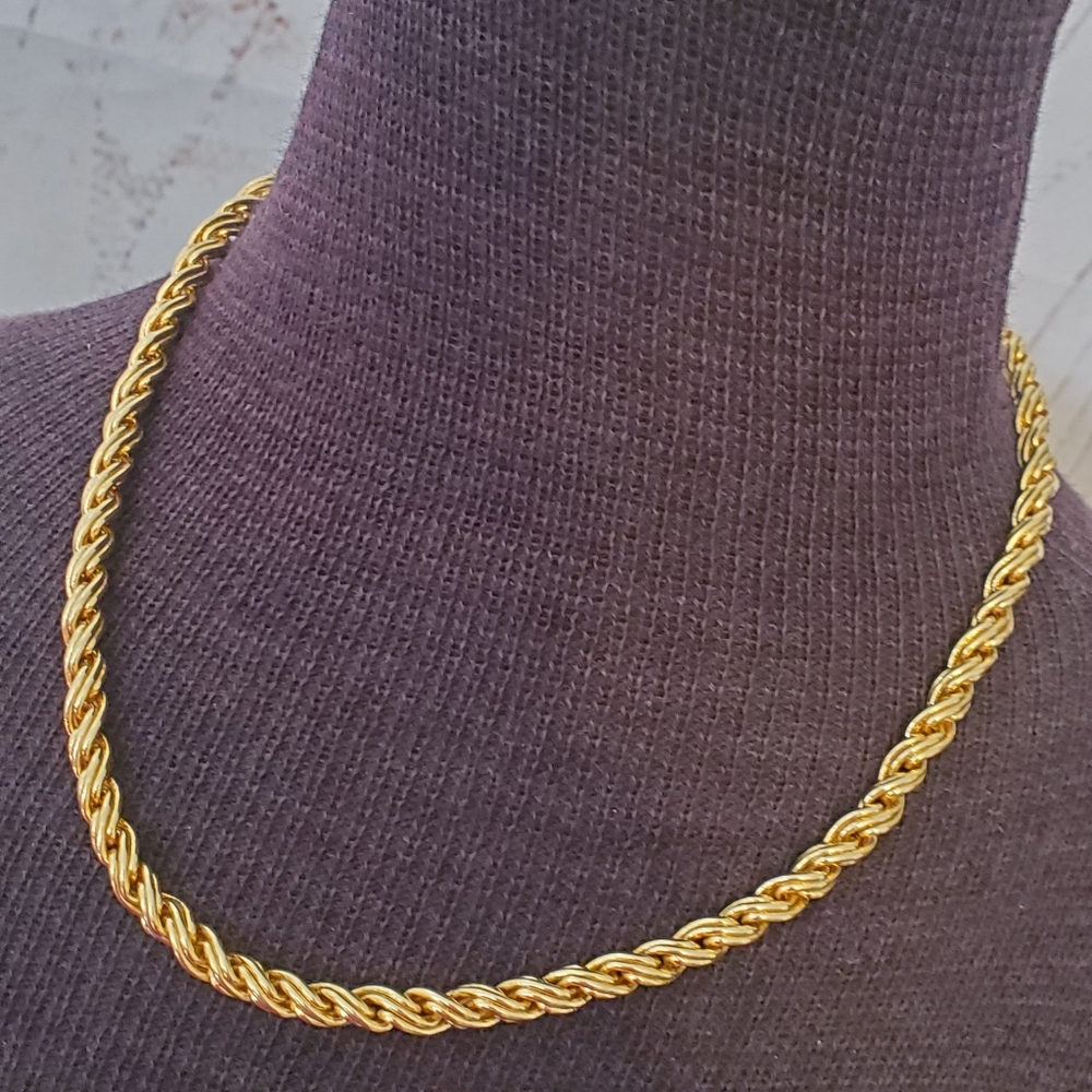 Goldtone braided rope chain with magnetic closure men's 17 1/2 inches